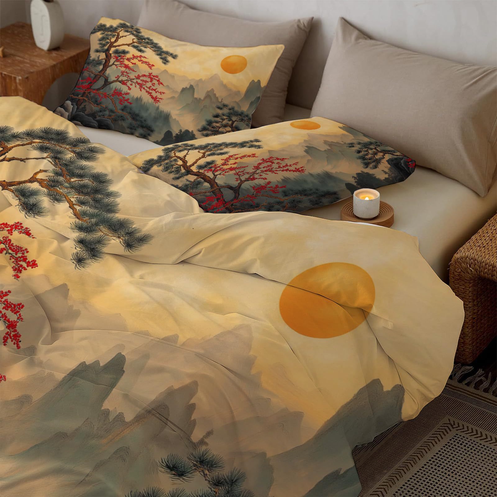 Duvet Cover Sets With Zipper - Japon Tarzı Dalgalar Kraliçe Nevresim Seti