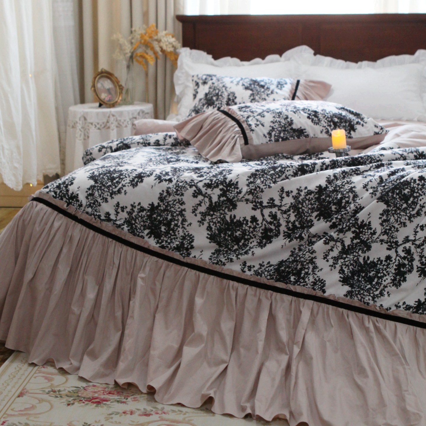 Aesthetic Floral Duvet Cover - Christy Fransız Tarzı Prenses Fırfırlı Etek