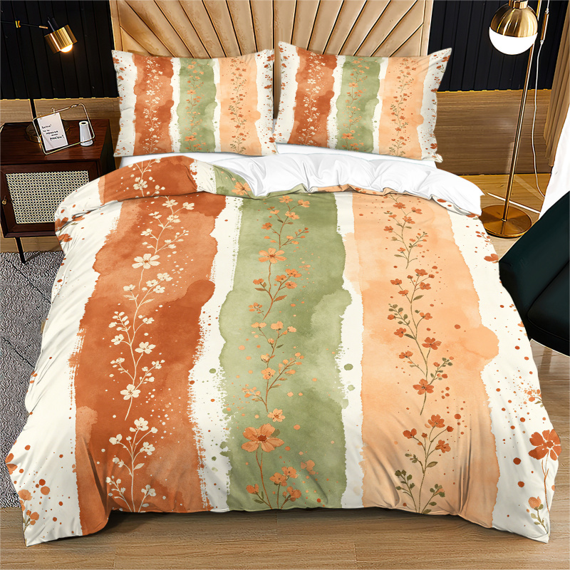 Aesthetic Floral Duvet Cover - Nevresim Takımı Suluboya Çizgili Çiçekli Yorgan