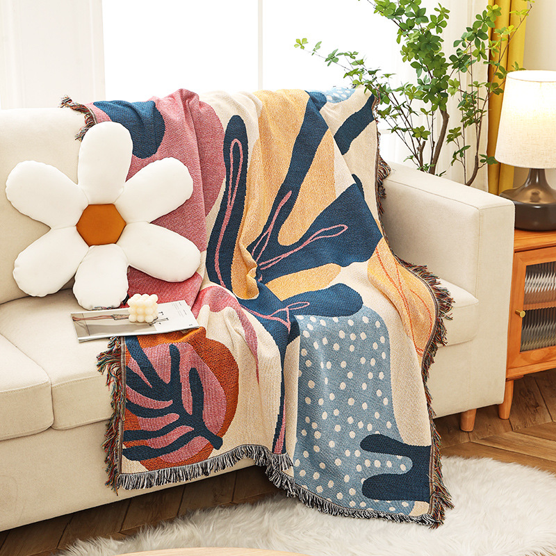 Boho Throw Blanket Fringe - Tekstil şehir Ins Alice bitki desenleri