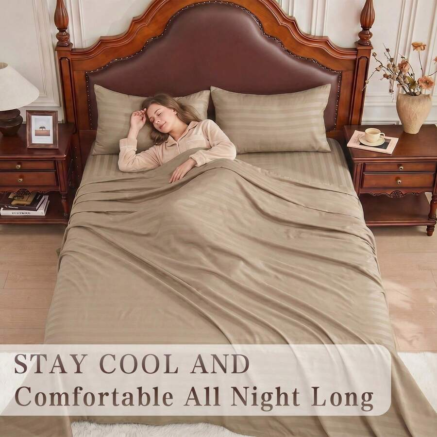 Çizgili Serinletici Çarşaf Set - Fitted Bed Sheets Deep Pocket incelemesi ve fiyatı