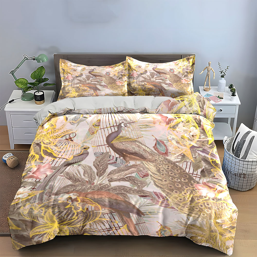 Vintage tavus kuşu kuş kafesi  - Aesthetic Floral Duvet Cover incelemesi ve fiyatı