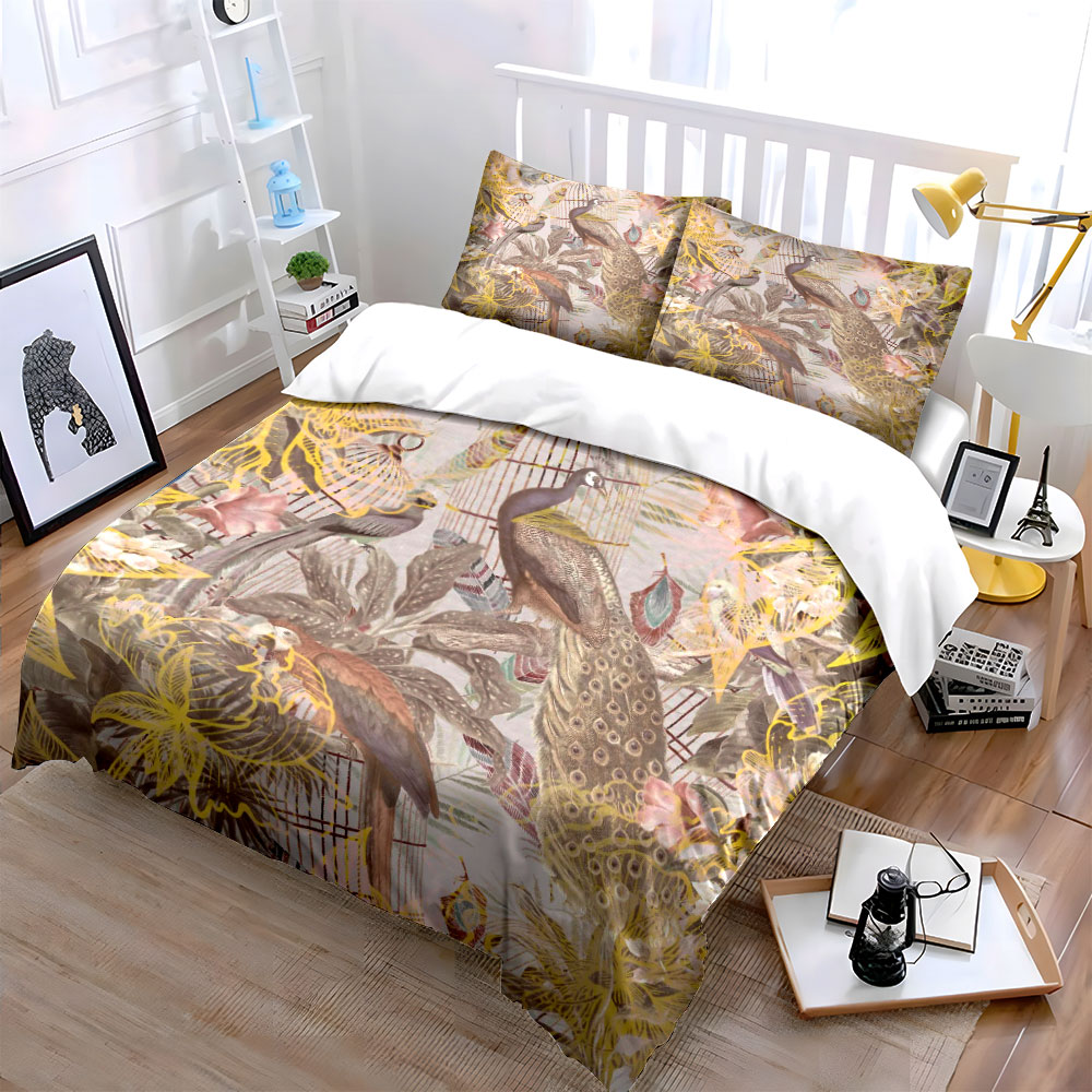 Vintage tavus kuşu kuş kafesi  - Aesthetic Floral Duvet Cover incelemesi ve fiyatı
