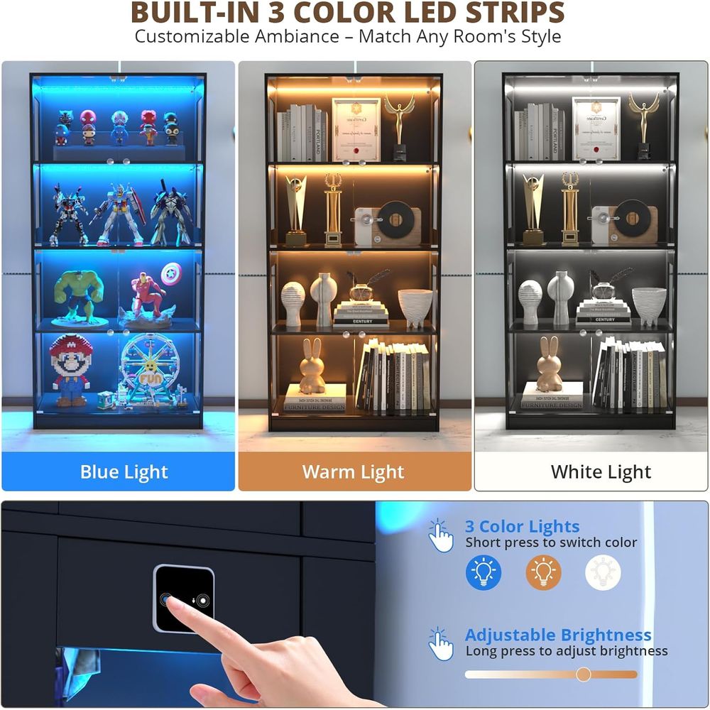 65 Cam Kapılı Vitrin, Sensörlü - Storage & Organization incelemesi ve fiyatı