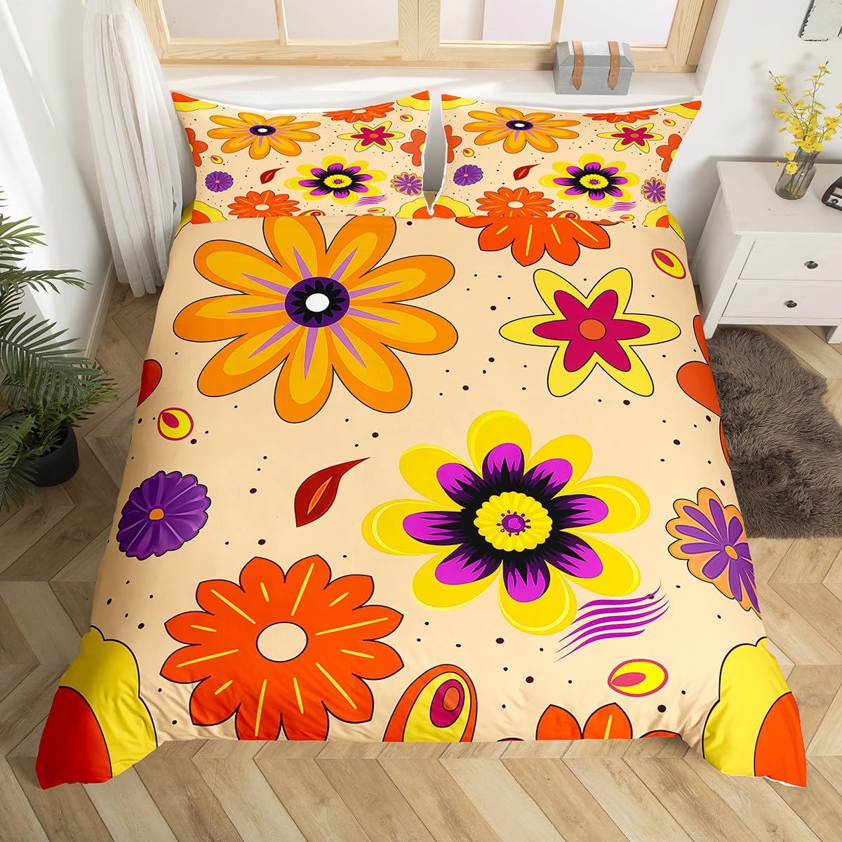 Groovy Yorgan Örtüsü Kraliçe R - Aesthetic Floral Duvet Cover incelemesi ve fiyatı