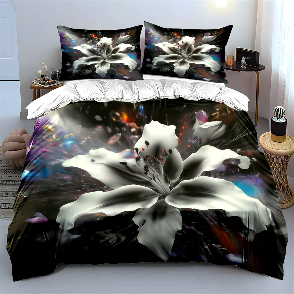 Soyut Beyaz Zambak Çiçekli Nev - Aesthetic Floral Duvet Cover incelemesi ve fiyatı