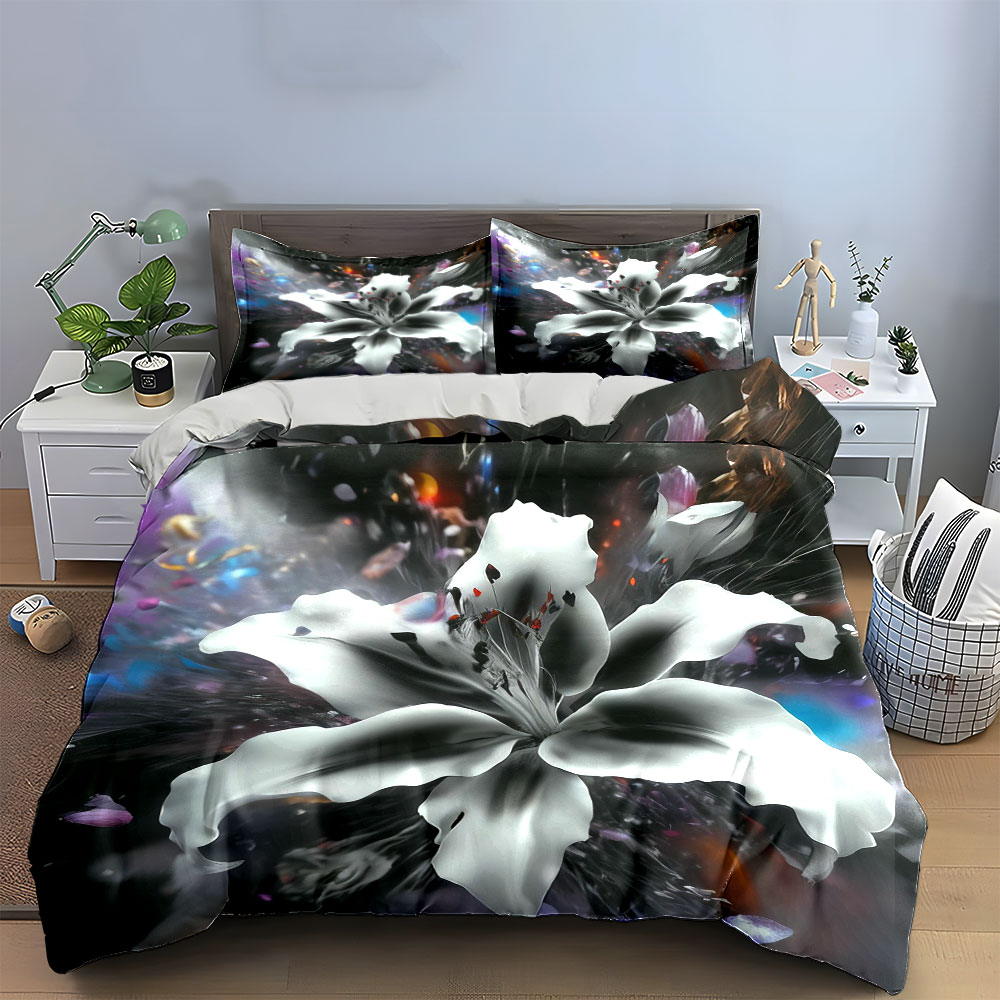 Soyut Beyaz Zambak Çiçekli Nev - Aesthetic Floral Duvet Cover incelemesi ve fiyatı