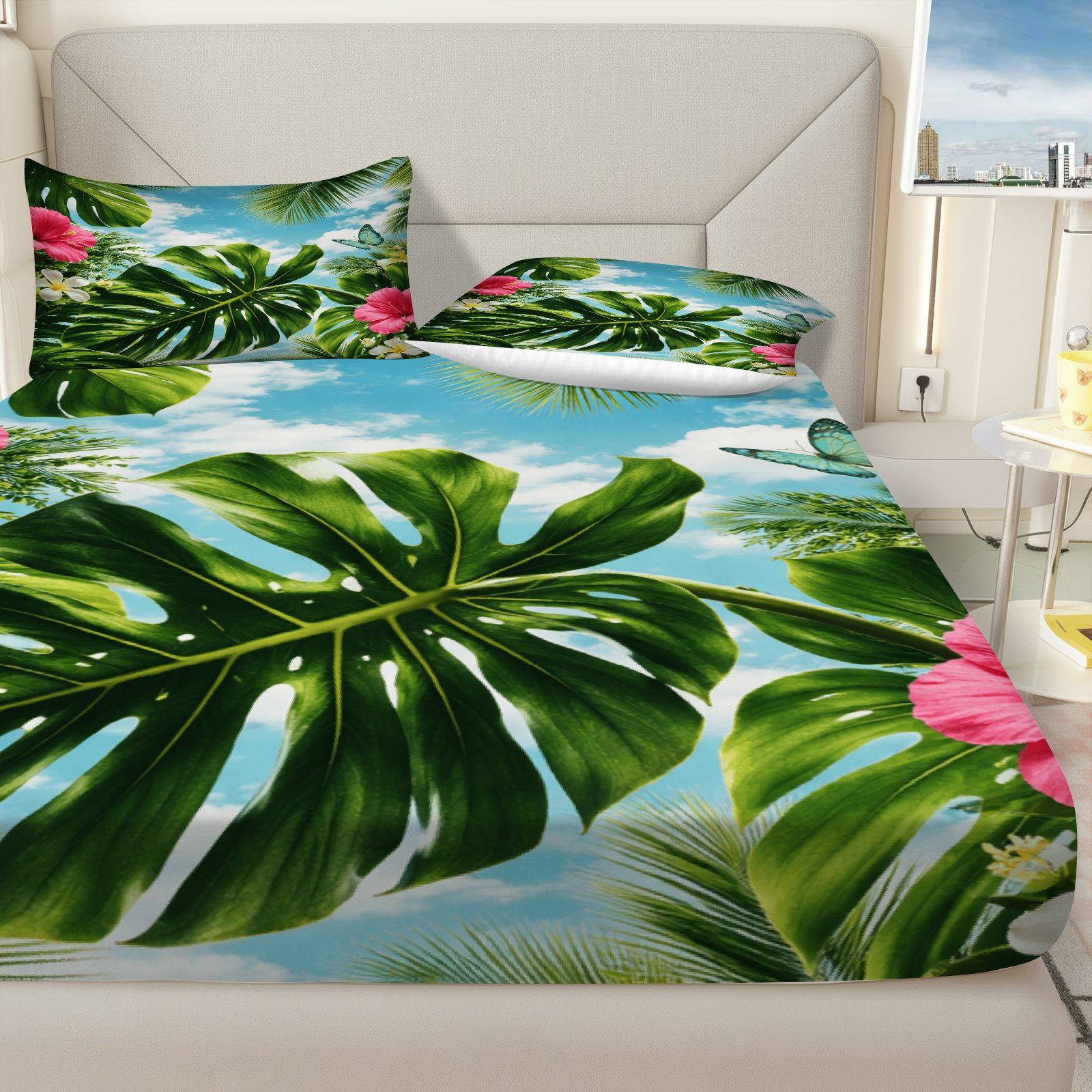 Tropikal Hibiscus Yatak Örtüsü - Fitted Bed Sheets Deep Pocket incelemesi ve fiyatı