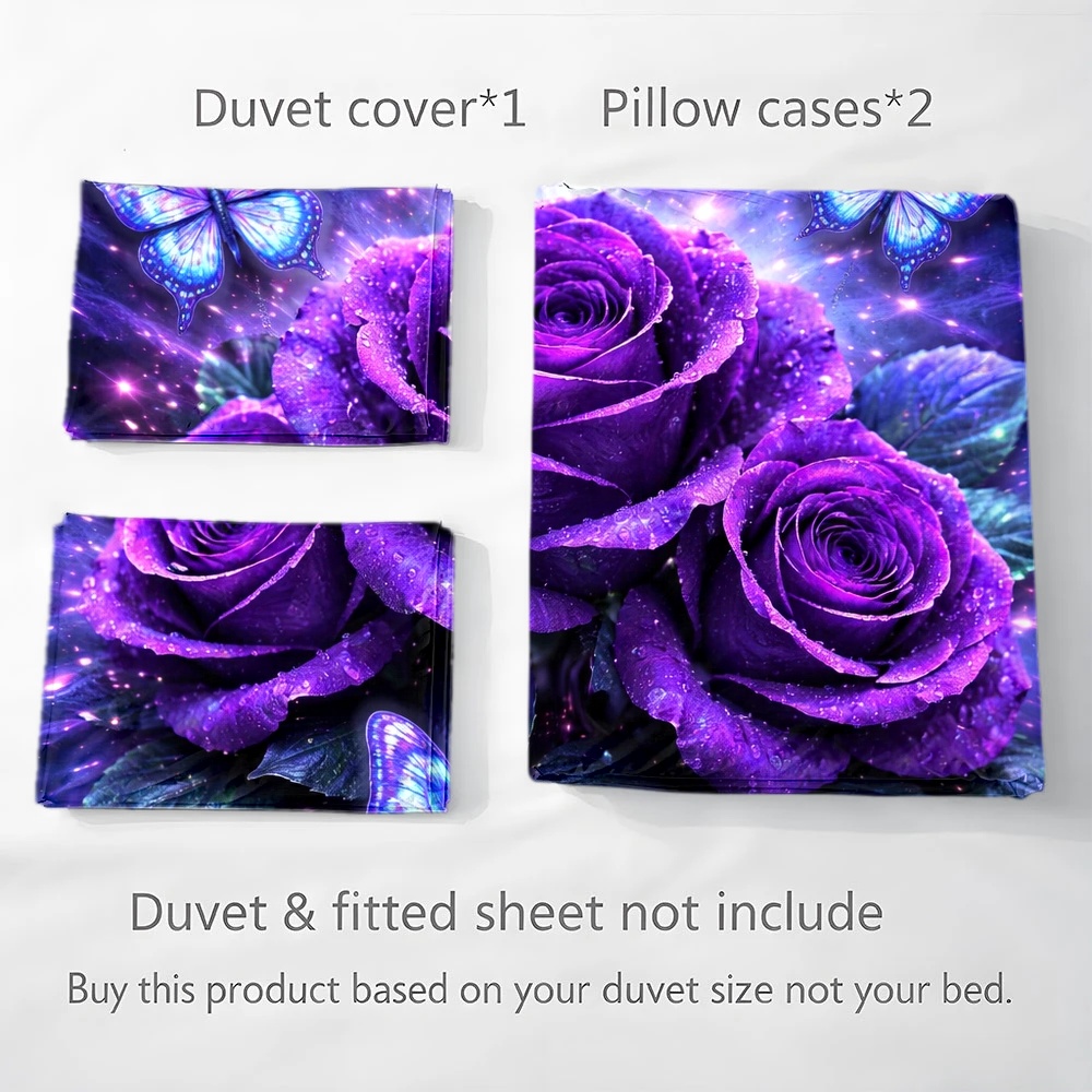 3 Parça Rüya Gibi Mor Gül Mavi - Duvet Cover Sets With Zipper incelemesi ve fiyatı