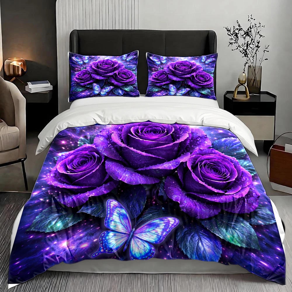 3 Parça Rüya Gibi Mor Gül Mavi - Duvet Cover Sets With Zipper incelemesi ve fiyatı
