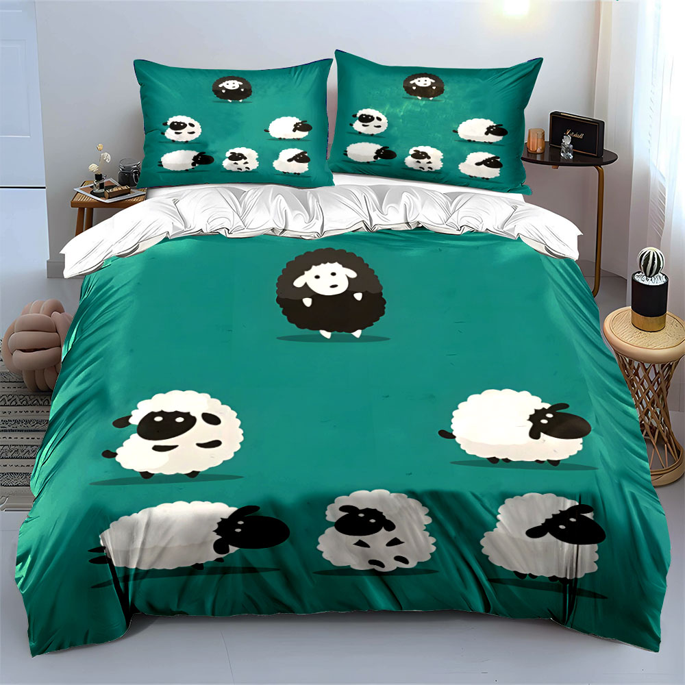 Karikatür koyun ve siyah bir a - Duvet Cover Sets With Zipper incelemesi ve fiyatı
