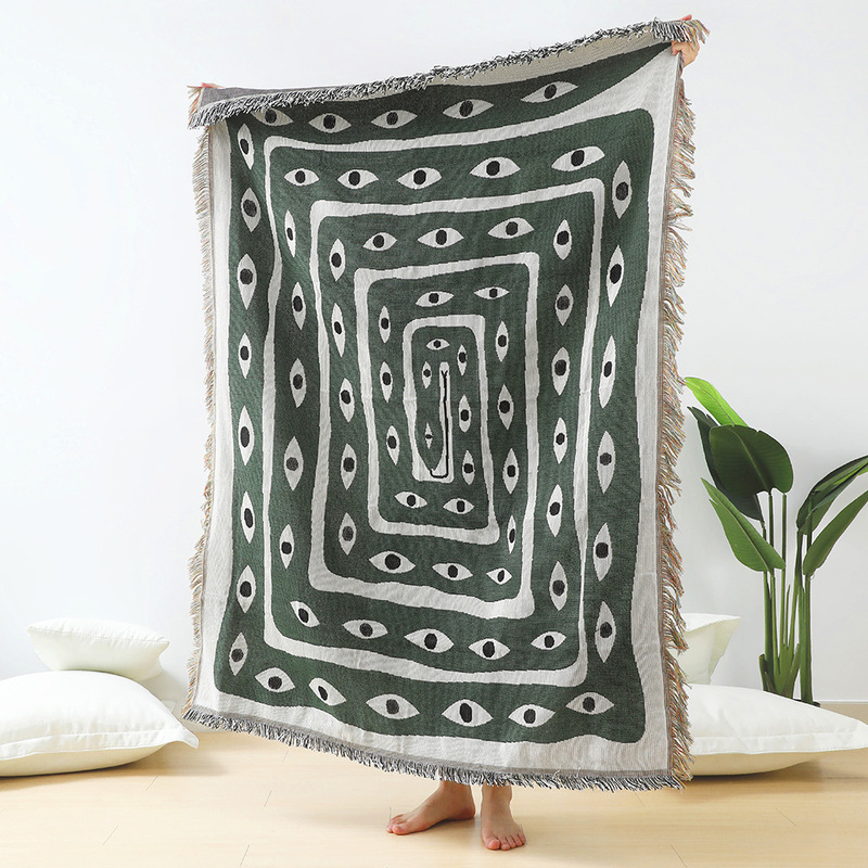 Yeşil Beyaz Nazar Boncuklu Jak - Boho Throw Blanket Fringe incelemesi ve fiyatı