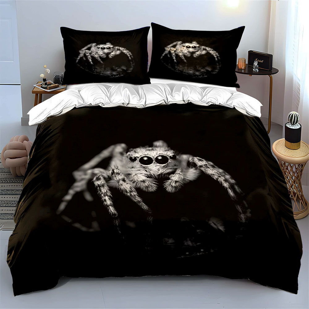 Jumping Spider Siyah Beyaz Koy - Duvet Cover Sets With Zipper incelemesi ve fiyatı
